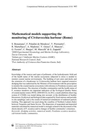 Mathematical Models Supporting the Monitoring of Civitavecchia Harbour (Rome)