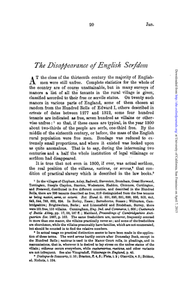 The Disappearance of English Serfdom Downloaded From