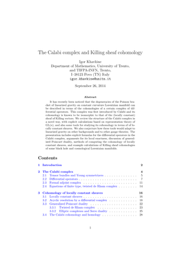 The Calabi Complex and Killing Sheaf Cohomology