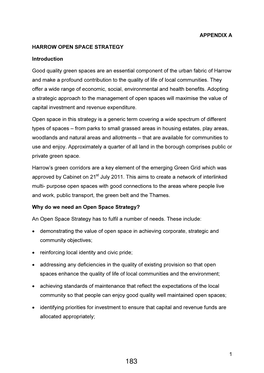 1 APPENDIX a HARROW OPEN SPACE STRATEGY Introduction