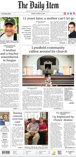 Lynnfield Community Rallies Around Its Church “I Told Her I Didn’T Want Reached at Skrause@Item- to Take It,” Lee Said