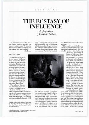 THE ECSTASY of INFLUENCE a Plagiarism by Jonathan Lethem