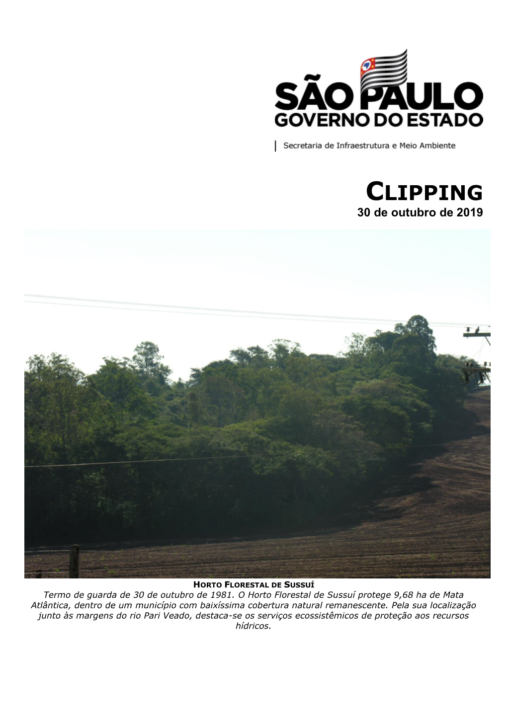 CLIPPING 30 De Outubro De 2019