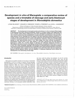 Development in Vitro of Marsupials: a Comparative Review of Species and a Timetable of Cleavage and Early Blastocyst Stages of Development in Monodelphis Domestica