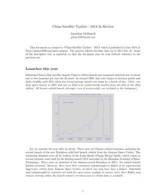 China Satellite Update - 2014 in Review