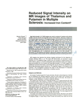 Reduced Signal Intensity on MR Images of Thalamus and Putamen in Multiple Sclerosis: Increased Iron Content?