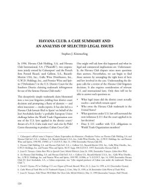 Havana Club: a Case Summary and an Analysis of Selected Legal Issues