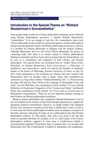 Richard Shusterman's Somaesthetics