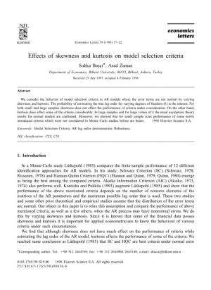 Effects of Skewness and Kurtosis on Model Selection Criteria