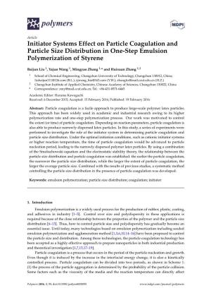 Initiator Systems Effect on Particle Coagulation and Particle Size Distribution in One-Step Emulsion Polymerization of Styrene