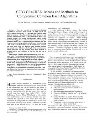 Means and Methods to Compromise Common Hash Algorithms