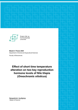 Effect of Short Time Temperature Alteration on Two Key Reproduction Hormone Levels of Nile Tilapia (Oreochromis Niloticus)