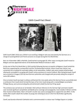Edith Cavell Fact Sheet
