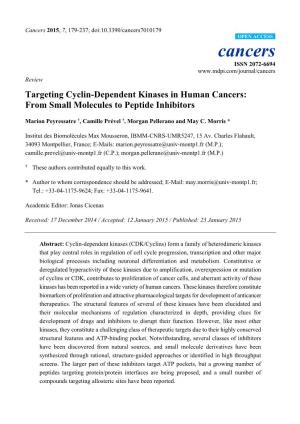 Targeting Cyclin-Dependent Kinases in Human Cancers: from Small Molecules to Peptide Inhibitors