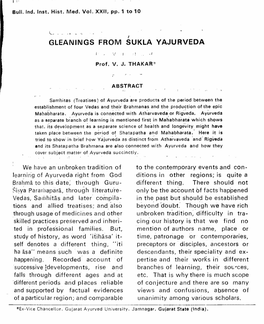 Gleanings from Sukla Yajurveda