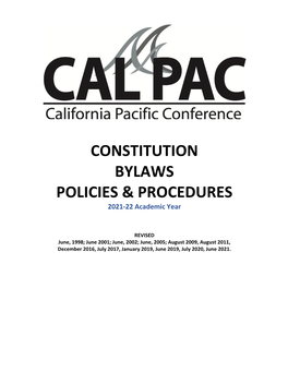 Constitution Bylaws Policies & Procedures