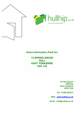 Home Information Pack For: 13 SPRING GROVE