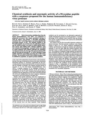 Chemical Synthesis and Enzymatic Activity of a 99-Residue Peptide With