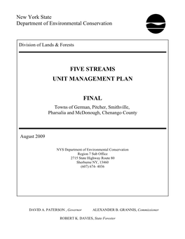 Five Streams Unit Management Plan