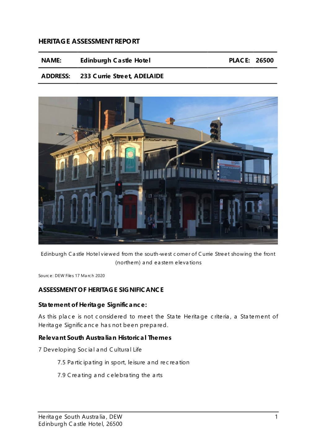 Heritage Assessment Report