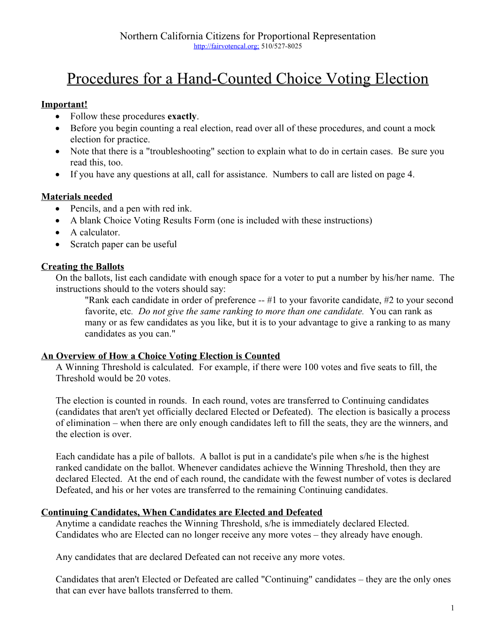 Rules for a Hand-Counted PR Election