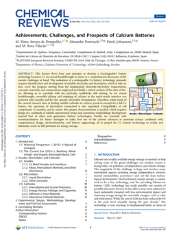 Achievements, Challenges, and Prospects of Calcium Batteries M