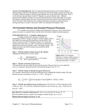 Section 15-3: Constant Volume and Constant Pressure Processes
