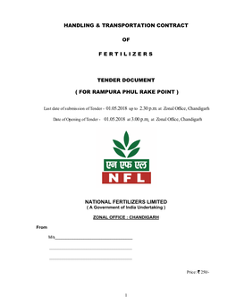 Handling & Transportation Contract of Fertilizers Tender Document