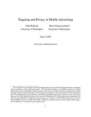 Targeting and Privacy in Mobile Advertising