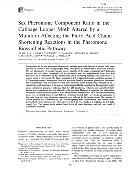 Sex Pheromone Component Ratio in the Cabbage Looper Moth
