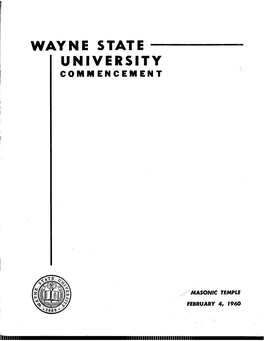 Wayne State University 1960 Commencement Programs