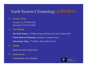 Earth System Climatology (ESS200A)