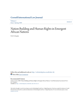 Nation Building and Human Rights in Emergent African Nations S