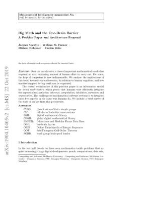 Big Math and the One-Brain Barrier a Position Paper and Architecture Proposal