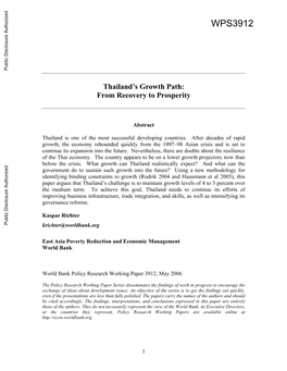 Thailand's Growth Path