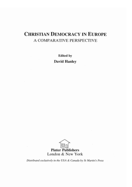Christian Democracy in Europe a Comparative Perspective
