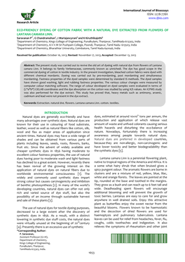 Eco-Friendly Dyeing of Cotton Fabric with a Natural Dye Extracted from Flowers of Lantana Camara Linn
