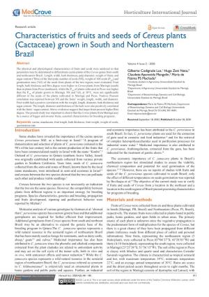 Characteristics of Fruits and Seeds of Cereus Plants (Cactaceae) Grown in South and Northeastern Brazil