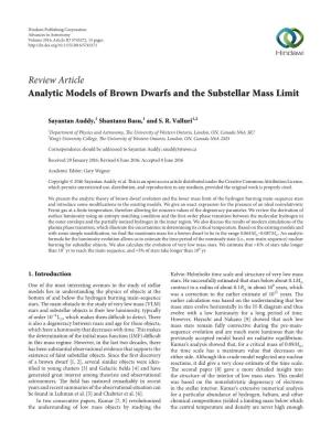 Analytic Models of Brown Dwarfs and the Substellar Mass Limit