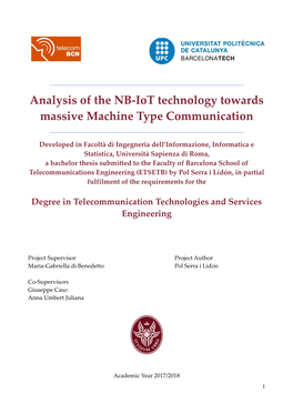 Analysis of the NB-Iot Technology Towards Massive Machine Type Communication