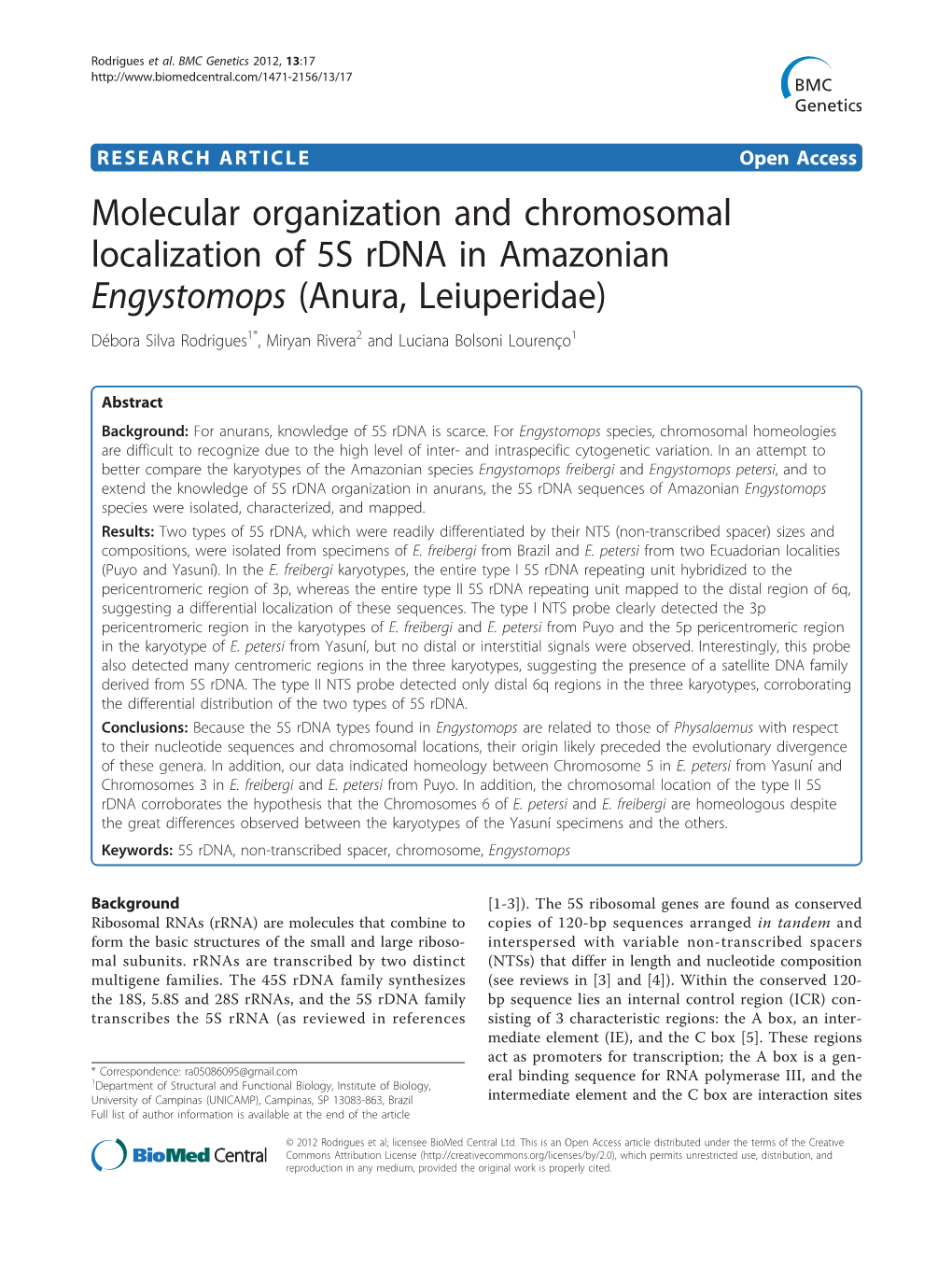 Molecular Organization and Chromosomal