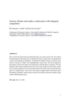 Scarcity Climate Rents Under a Carbon Price with Oligopoly Competition