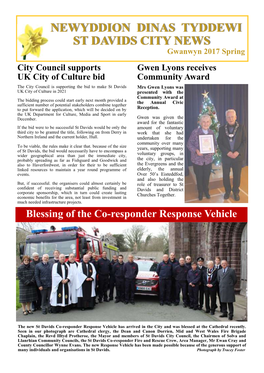 Gwanwyn 2017 Spring City Council Supports Gwen Lyons Receives UK City of Culture Bid Community Award