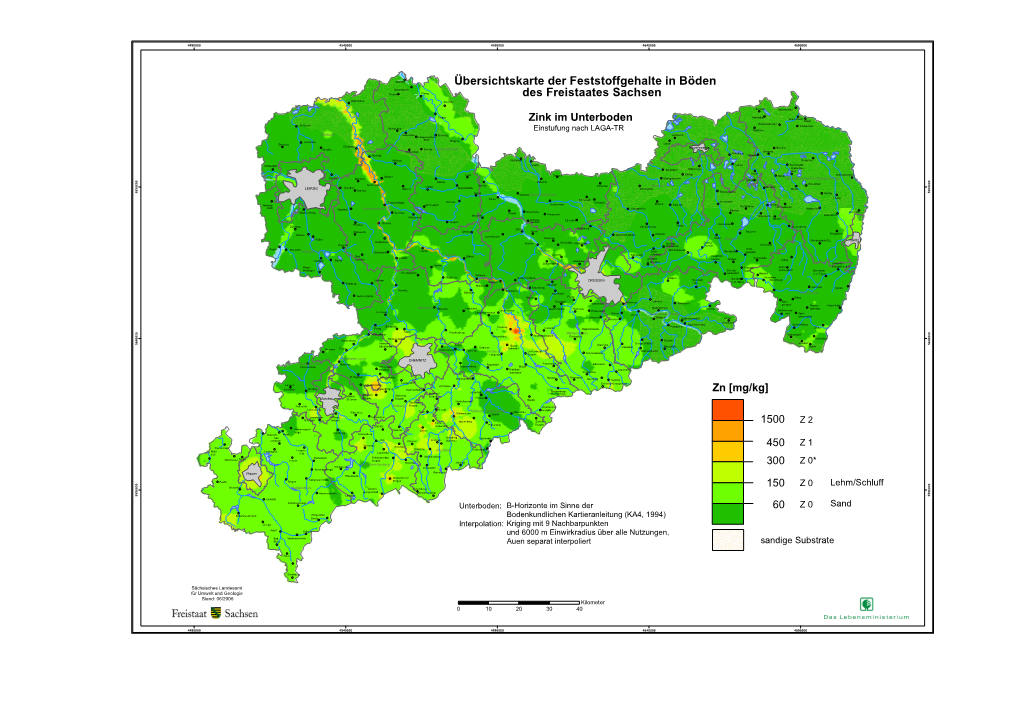 Übersichtskarte Der Feststoffgehalte in Böden Des Freistaates Sachsen