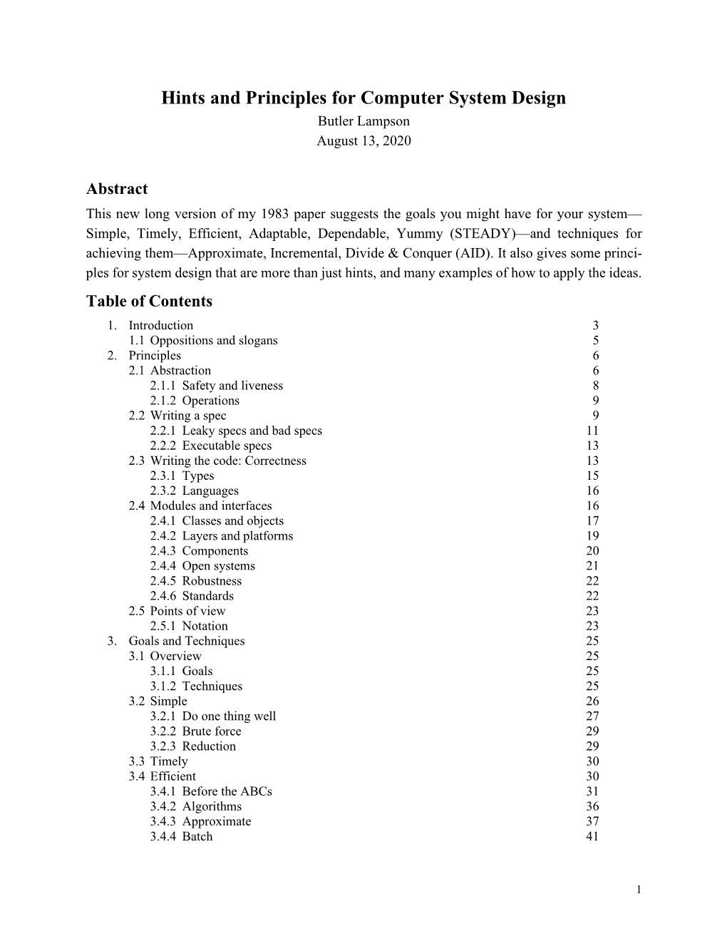 Hints and Principles for Computer System Design Butler Lampson August 13, 2020