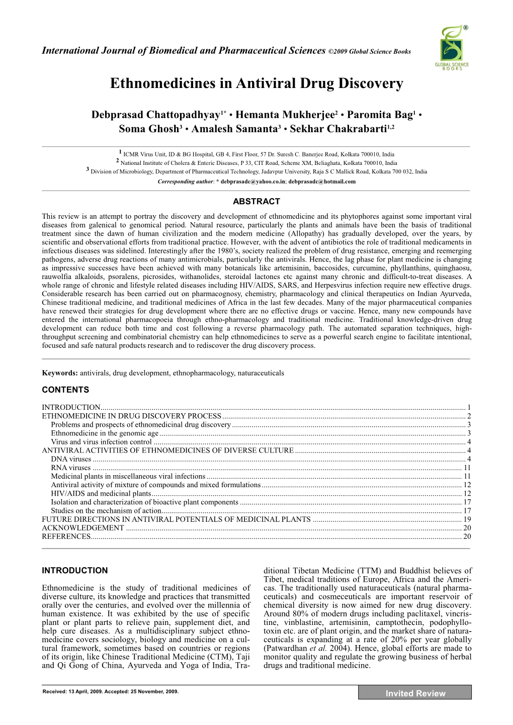 Ethnomedicines in Antiviral Drug Discovery