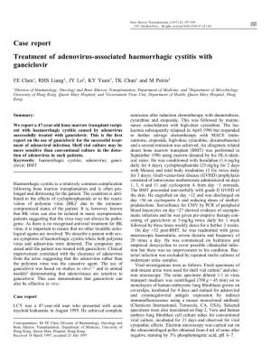 Case Report Treatment of Adenovirus-Associated Haemorrhagic Cystitis with Ganciclovir