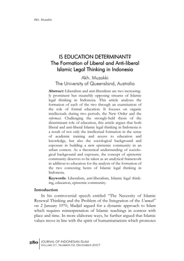 The Formation of Liberal and Anti-Liberal Islamic Legal Thinking in Indonesia Akh