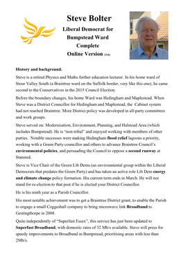 Steve Bolter Liberal Democrat for Bumpstead Ward Complete