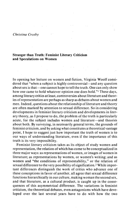 Feminist Literary Criticism and Speculations on Women
